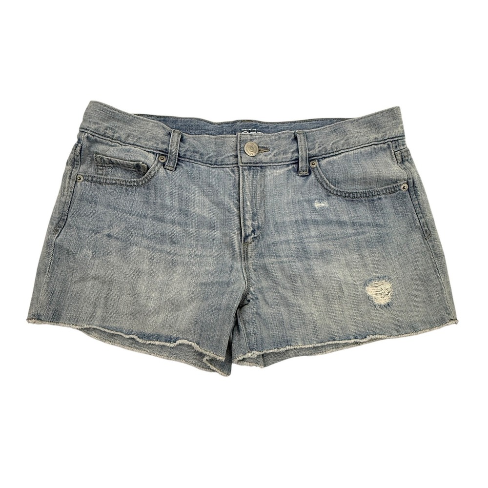 LOFT Denim Shorts Women 8 Blue Distressed Cut Off Frayed Hem Casual